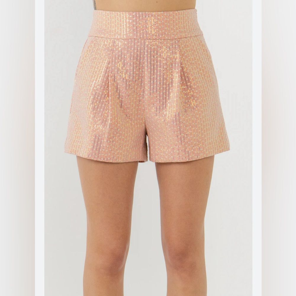 NWT Versona Light pink sequin embroidered shorts